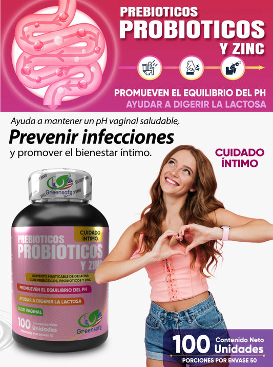 🌸 Prebióticos + Probióticos + Zinc – 100 Unidades | Greensofg